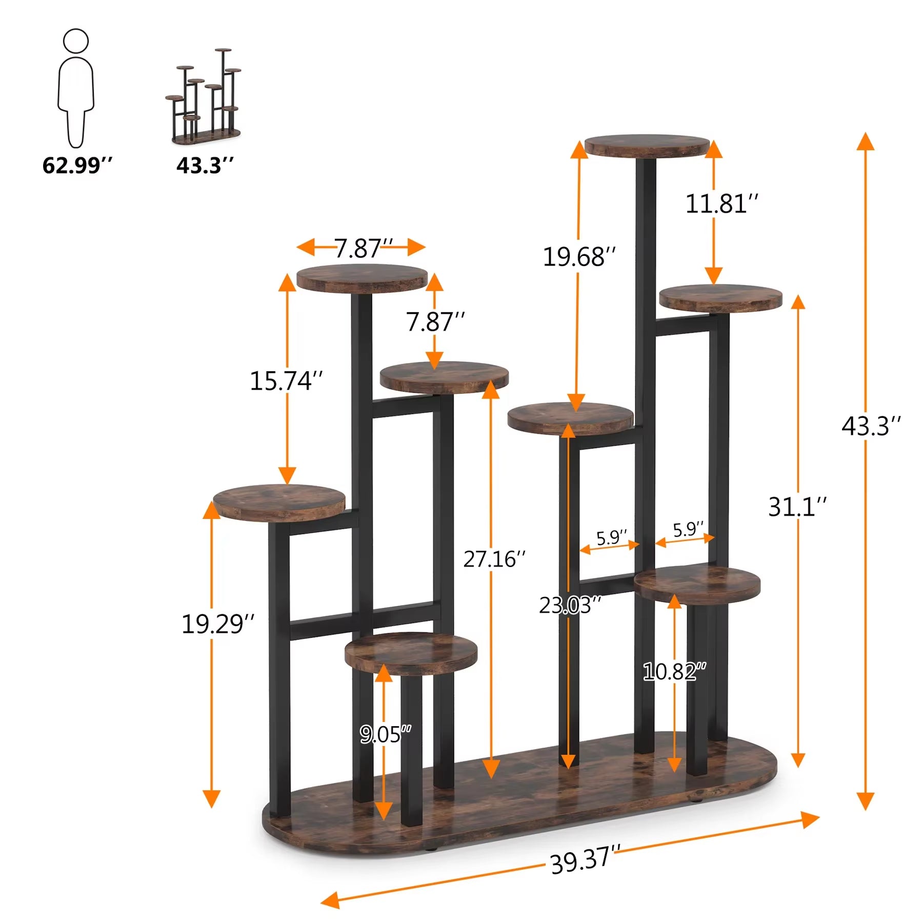 Plant Stand Multi-Tiered 11 Potted Flower Shelf for Window Garden Balcony Corner Living Room