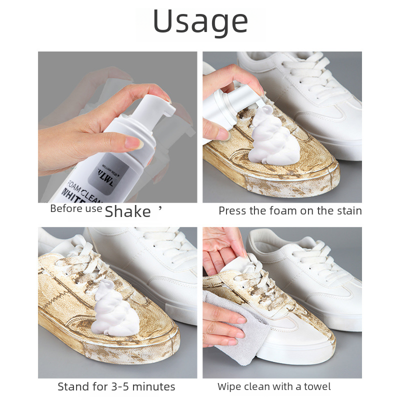 White Shoes Cleaning Agent Portable Disposable Sneaker Cleaning Agent Decontamination Yellow Foam Dry Cleaning Agent In Stock Wholesale