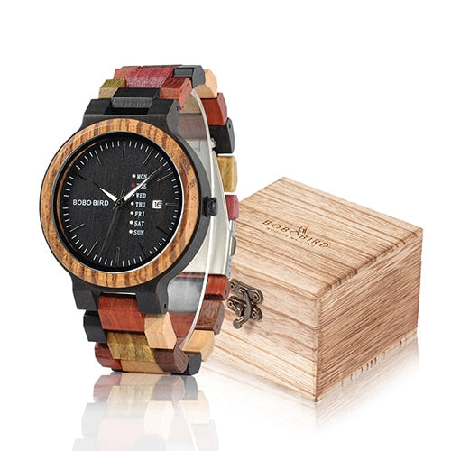 BOBO BIRD Multi-Coloured Wood Watch U-P14-1 - Men and Women Watches available with Gift Box