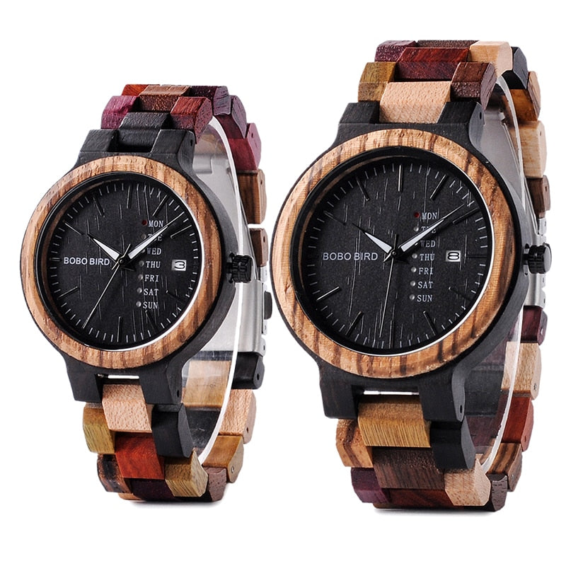 BOBO BIRD Multi-Coloured Wood Watch U-P14-1 - Men and Women Watches available with Gift Box