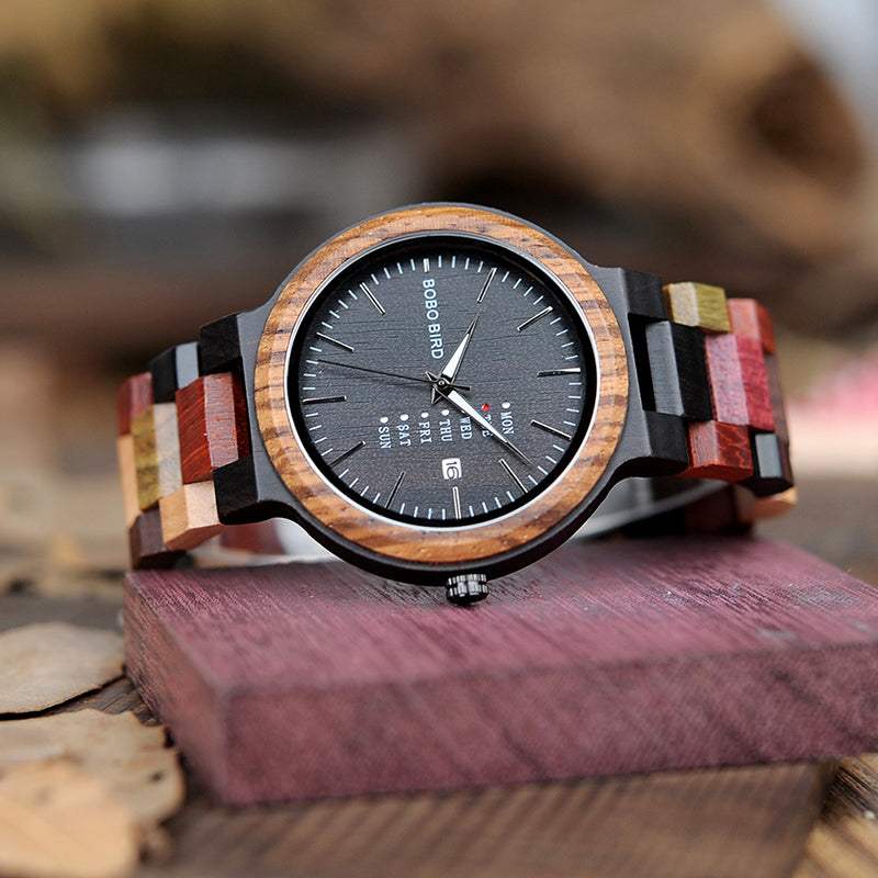 BOBO BIRD Multi-Coloured Wood Watch U-P14-1 - Men and Women Watches available with Gift Box