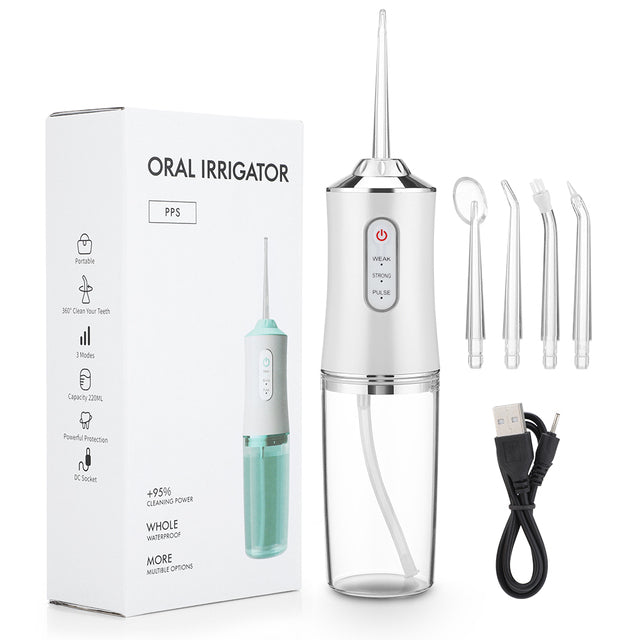 Oral Irrigator Portable Dental 220ml Dental Water Jet  Irrigator Water Flosser IPX7 Waterproof Oral Whitening USB Rechargeable F