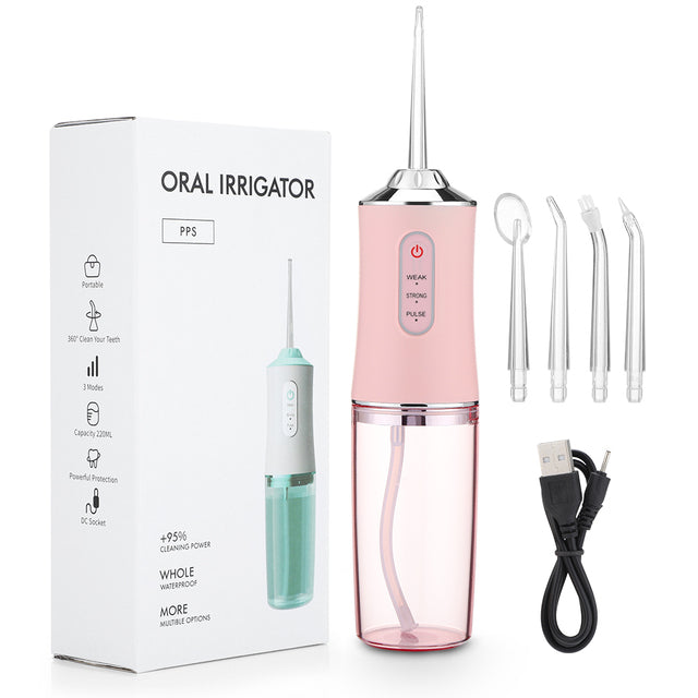 Oral Irrigator Portable Dental 220ml Dental Water Jet  Irrigator Water Flosser IPX7 Waterproof Oral Whitening USB Rechargeable F