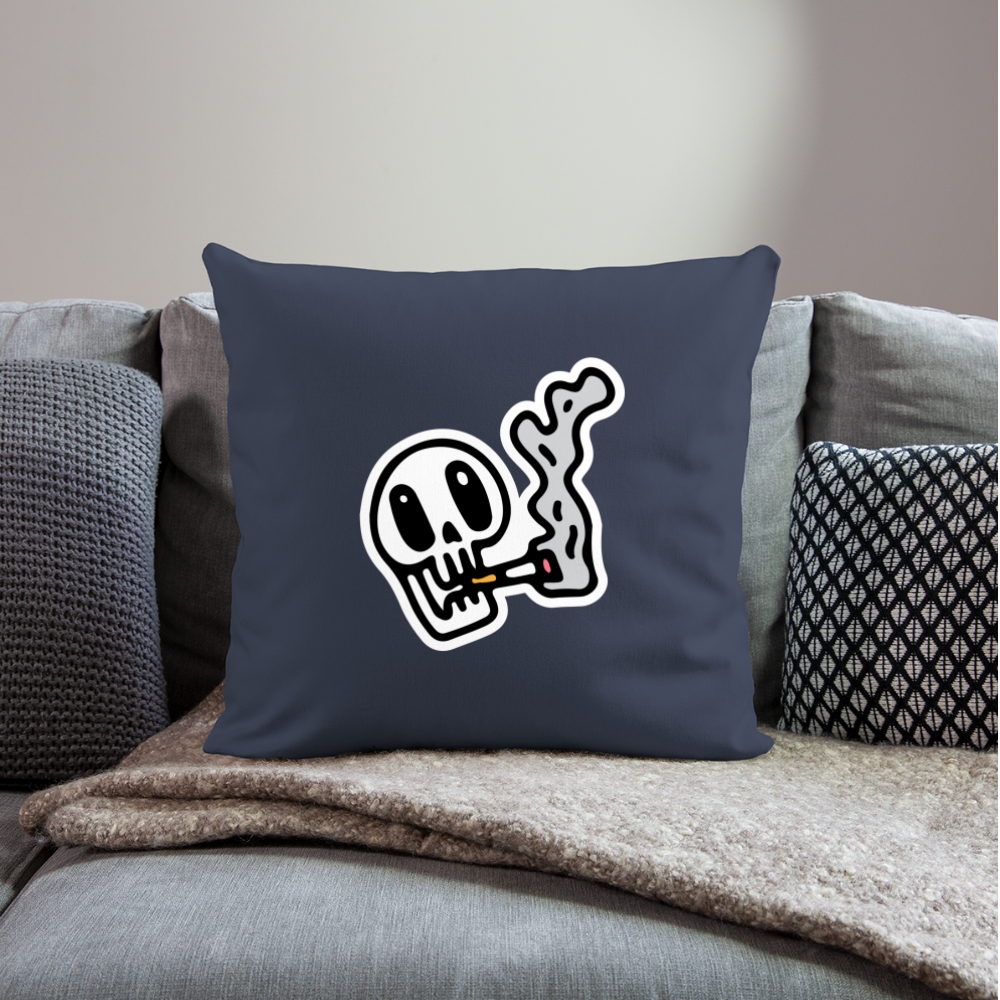 Coussin et housse de 45 x 45 cm Skull Smoking - bleu marine