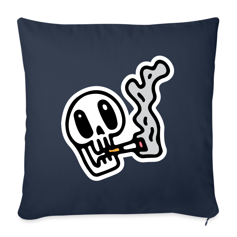 Coussin et housse de 45 x 45 cm Skull Smoking - bleu marine