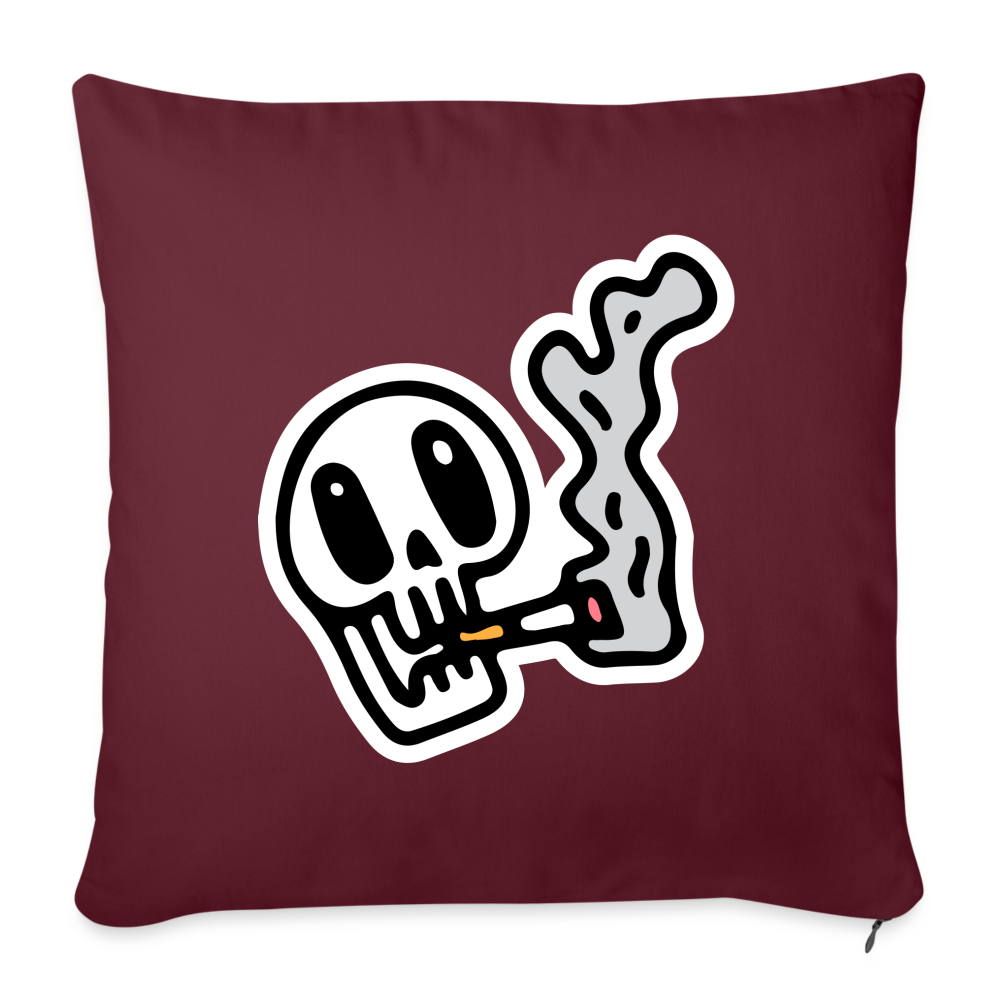 Coussin et housse de 45 x 45 cm Skull Smoking - bordeaux