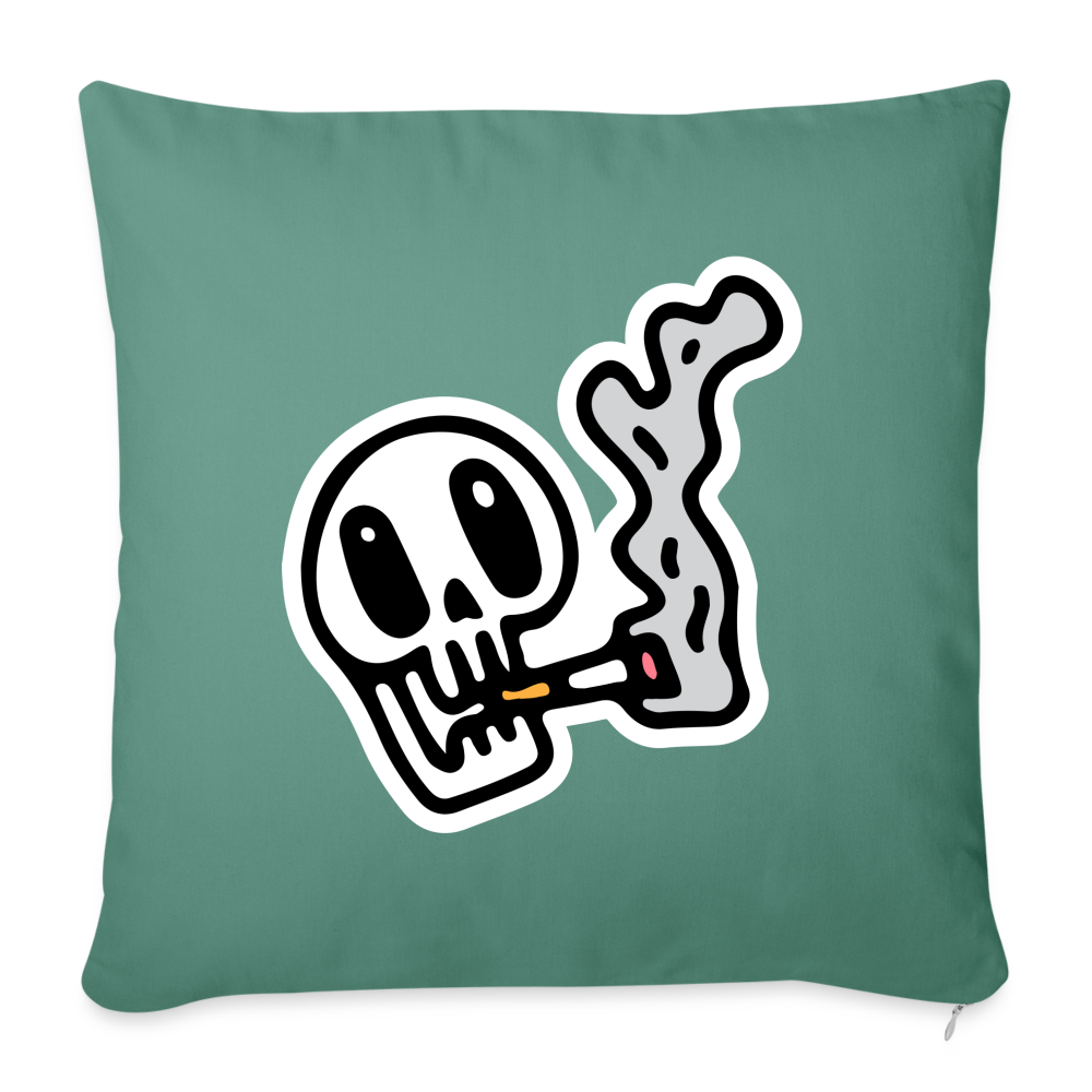 Coussin et housse de 45 x 45 cm Skull Smoking - vert sapin