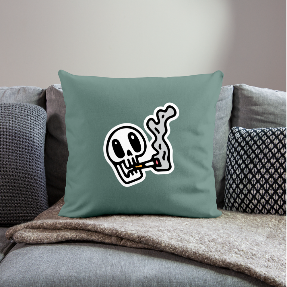 Coussin et housse de 45 x 45 cm Skull Smoking - vert sapin