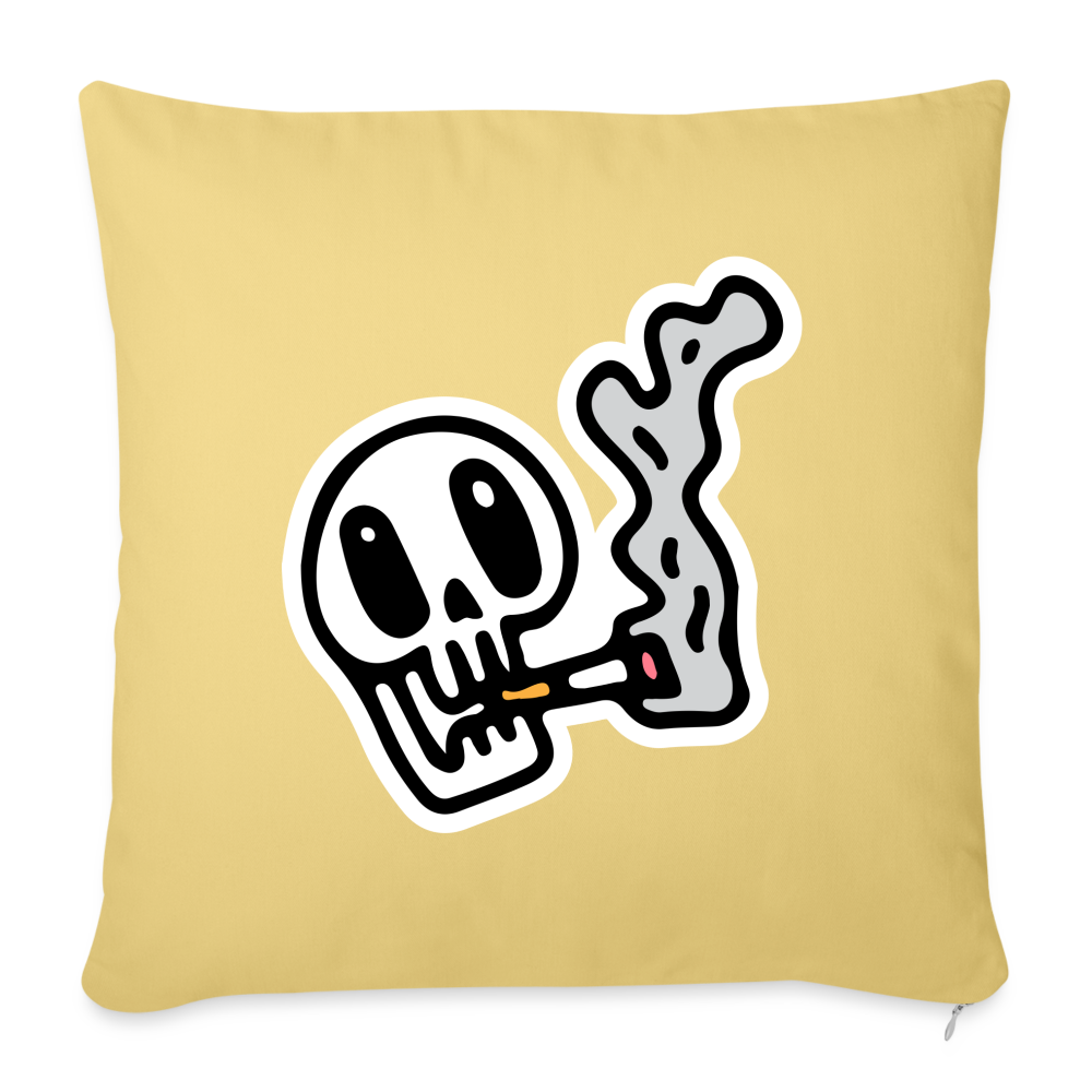 Coussin et housse de 45 x 45 cm Skull Smoking - jaune délavé