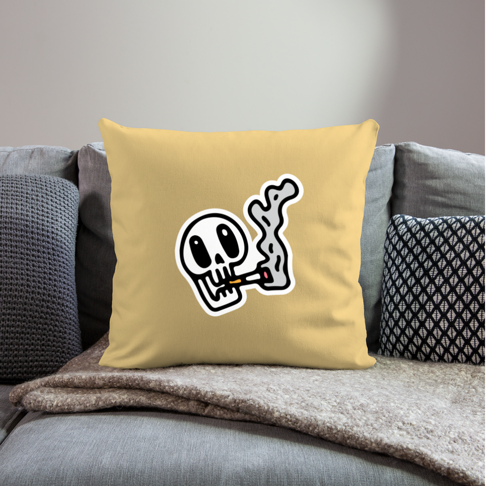 Coussin et housse de 45 x 45 cm Skull Smoking - jaune délavé