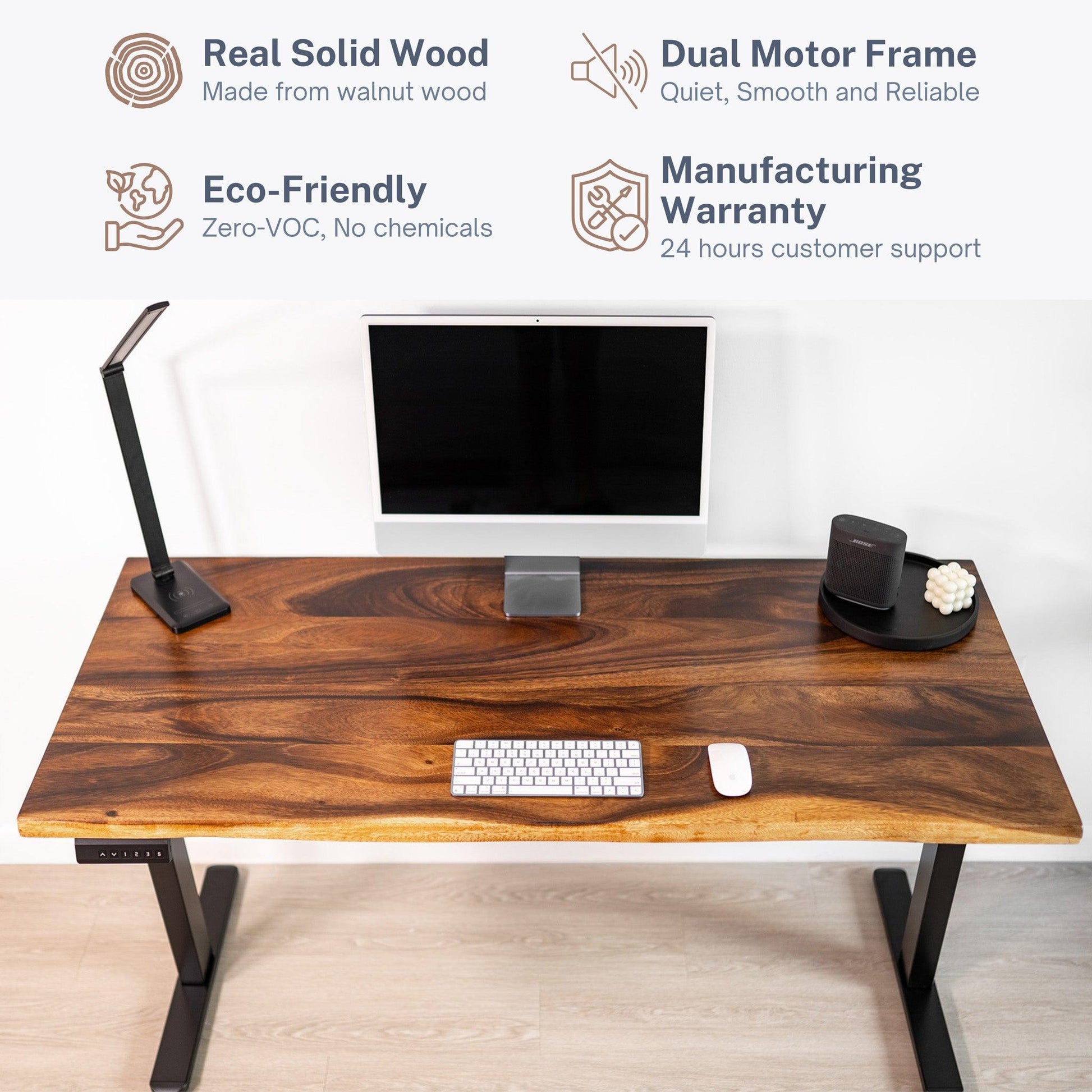 Walnut Standing Desk with Adjustable Height Frame | Modern Wood Style